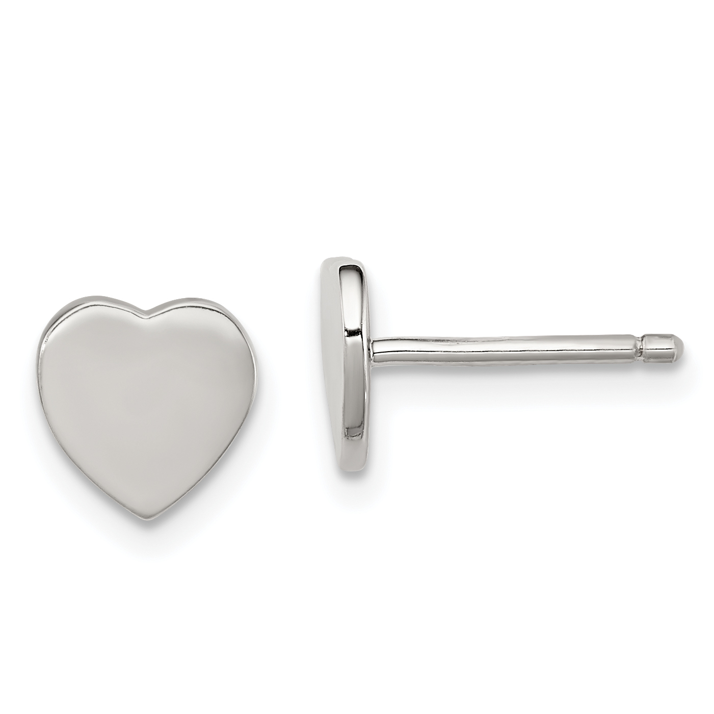 Sterling Silver Rhodium-plated Polished Heart Children's Post Earrings (QE9786)