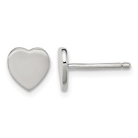Sterling Silver Rhodium-plated Polished Heart Post Earrings view 1