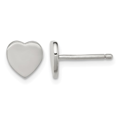 Sterling Silver Rhodium-plated Polished Heart Post Earrings