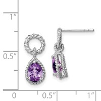 Sterling Silver Rhodium Plated Amethyst Pear Twisted Earrings view 4