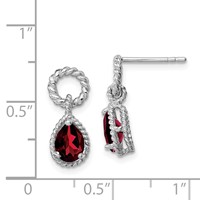 Sterling Silver Rhodium Plated Garnet Twisted Circle Post Earrings view 4