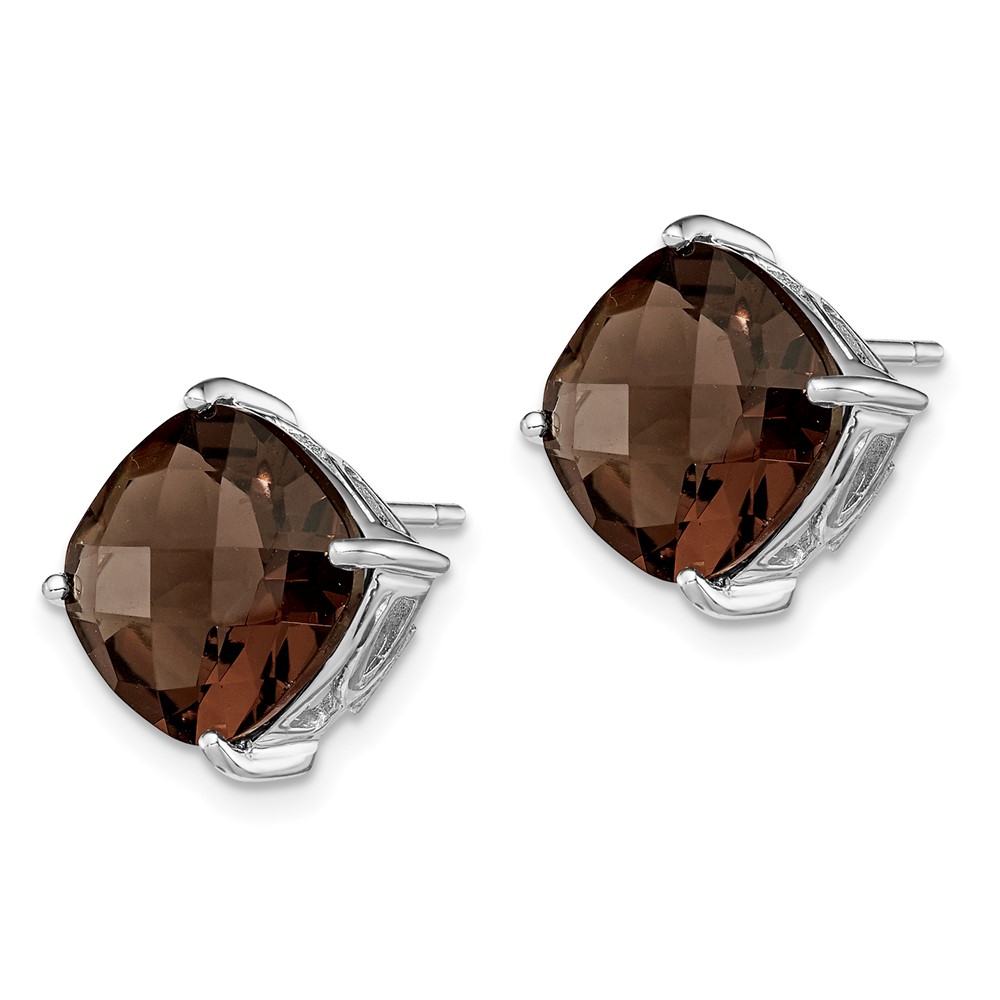 Sterling Silver Rhodium-plated Smoky Quartz Earrings (QE9808SQ)