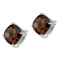 Sterling Silver Rhodium-plated Smoky Quartz Earrings view 2