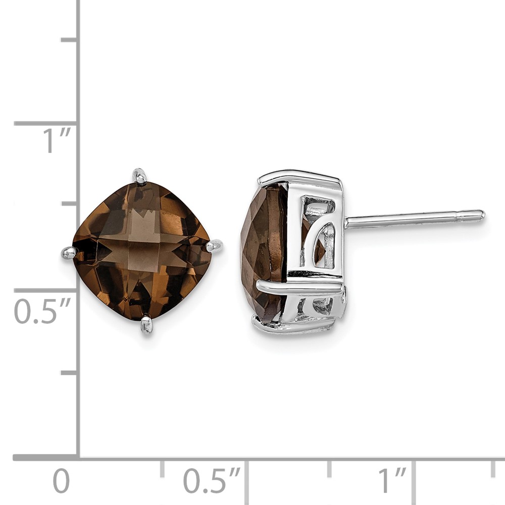 Sterling Silver Rhodium-plated Smoky Quartz Earrings (QE9808SQ)
