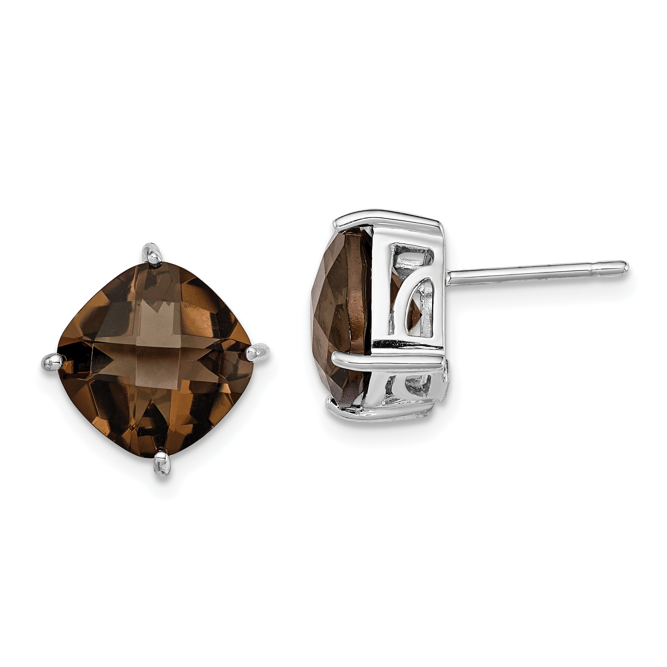 Sterling Silver Rhodium-plated Smoky Quartz Earrings (QE9808SQ)
