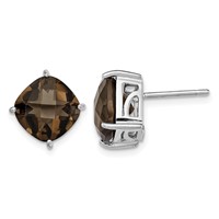 Sterling Silver Rhodium-plated Smoky Quartz Earrings view 1