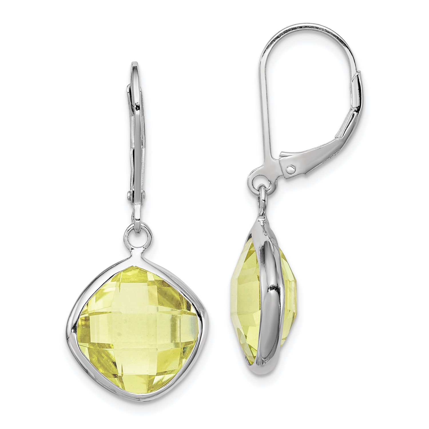 Sterling Silver Lemon Quartz Earrings Gem Wt 10 9ct 1 2in X 0 6in Image Is Loading Sterling Silver Lemon Quartz Earrings Gem Wt 10