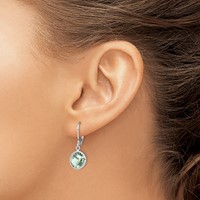 Sterling Silver Rhodium-plated Green Quartz Earrings view 3
