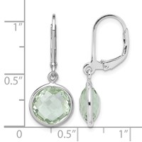 Sterling Silver Rhodium-plated Green Quartz Earrings view 4