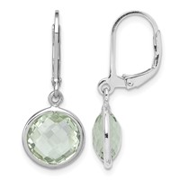Sterling Silver Rhodium-plated Green Quartz Earrings view 1