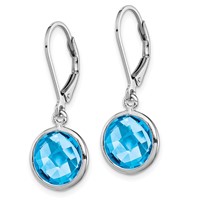 Sterling Silver Rhodium-plated Blue Topaz Earrings view 2