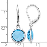 Sterling Silver Rhodium-plated Blue Topaz Earrings view 4