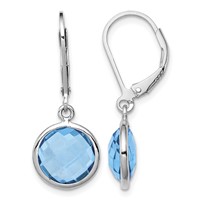 Sterling Silver Rhodium-plated Blue Topaz Earrings view 1