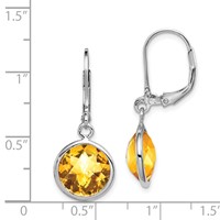 Sterling Silver Rhodium-plated Citrine Earrings view 4