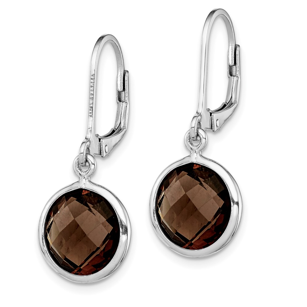 Sterling Silver Rhodium-plated Smoky Quartz Earrings (QE9818SQ)