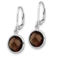 Sterling Silver Rhodium-plated Smoky Quartz Earrings view 2