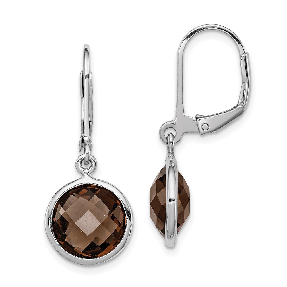 Sterling Silver Rhodium-plated Smoky Quartz Earrings (QE9818SQ)