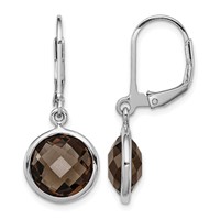 Sterling Silver Rhodium-plated Smoky Quartz Earrings view 1