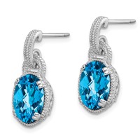 Sterling Silver Rhodium-plated Blue Topaz Earrings view 2