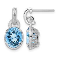 Sterling Silver Rhodium-plated Blue Topaz Earrings view 1