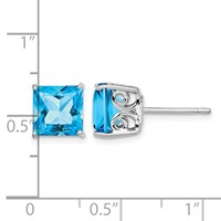 Sterling Silver Rhodium-plated Blue Topaz Earrings view 4