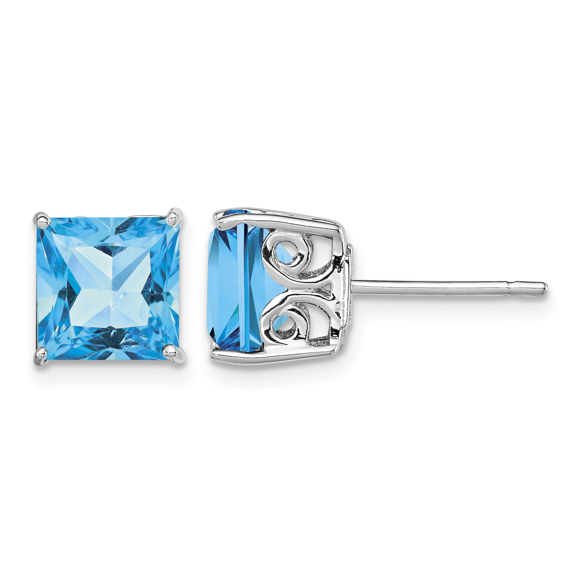 Sterling Silver Rhodium-plated Blue Topaz Earrings (QE9840BT)