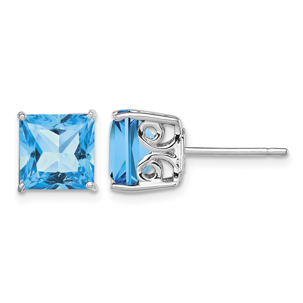 Sterling Silver Rhodium-plated Blue Topaz Earrings (QE9840BT)