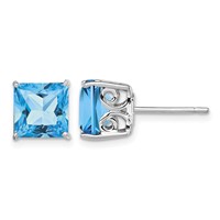 Sterling Silver Rhodium-plated Blue Topaz Earrings view 1