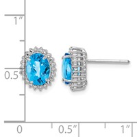 Sterling Silver Rhodium-plated Blue Topaz and Diamond Earrings view 4