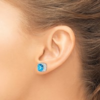 Sterling Silver Rhodium-plated Blue Topaz and Diamond Earrings view 3
