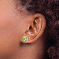 Sterling Silver Rhodium-plated Lemon Quartz and Diamond Earrings view 3