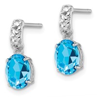 Sterling Silver Rhodium-plated Blue Topaz Earrings view 2