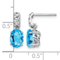 Sterling Silver Rhodium-plated Blue Topaz Earrings view 4