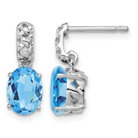 Sterling Silver Rhodium-plated Blue Topaz Earrings view 1