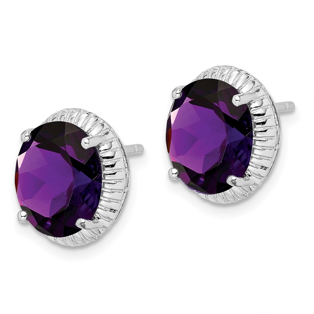 Sterling Silver Rhodium-plated Amethyst Earrings (QE9882AM)