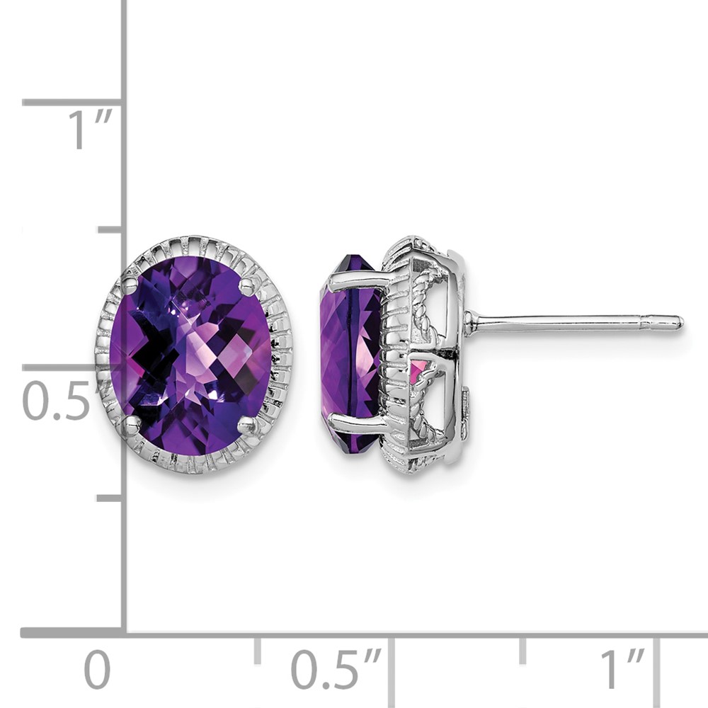 Sterling Silver Rhodium-plated Amethyst Earrings (QE9882AM)