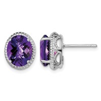 Sterling Silver Rhodium-plated Amethyst Earrings view 1
