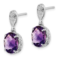Sterling Silver Rhodium-plated Amethyst Earrings view 2