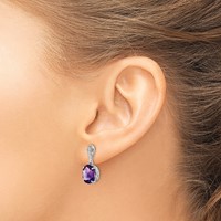 Sterling Silver Rhodium-plated Amethyst Earrings view 3