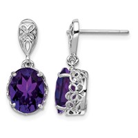 Sterling Silver Rhodium-plated Amethyst Earrings view 1