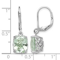 Sterling Silver Rhodium-plated Green Quartz Earrings view 4