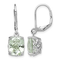 Sterling Silver Rhodium-plated Green Quartz Earrings view 1