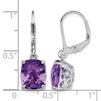Sterling Silver Rhodium-plated Amethyst Earrings view 4
