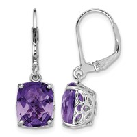 Sterling Silver Rhodium-plated Amethyst Earrings view 1