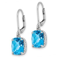 Sterling Silver Rhodium-plated Blue Topaz Earrings view 2