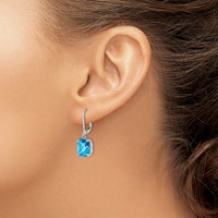 Sterling Silver Rhodium-plated Blue Topaz Earrings view 3