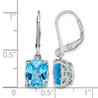 Sterling Silver Rhodium-plated Blue Topaz Earrings view 4
