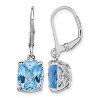 Sterling Silver Rhodium-plated Blue Topaz Earrings view 1