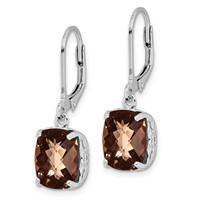 Sterling Silver Rhodium-plated Smoky Quartz Earrings view 2