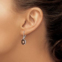 Sterling Silver Rhodium-plated Smoky Quartz Earrings view 3